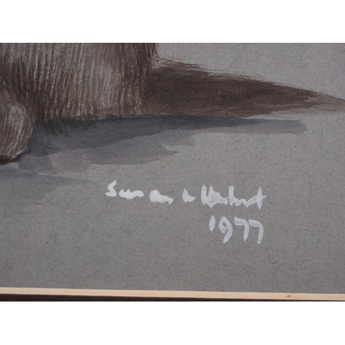 467 - Susan Hubert: two bodycolour studies, Siamese cats, mounted