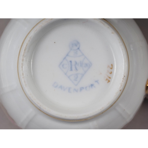 49 - A Davenport tea cup and saucer with blue and gilt decoration, another Davenport teacup and saucer wi... 