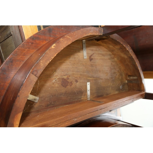 507 - A 19th century mahogany semicircular side table, on square taper supports, 44