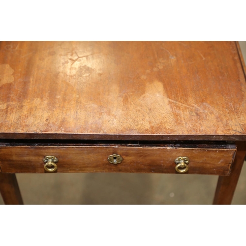 517 - A late 19th century mahogany Pembroke table, fitted one drawer, on square taper supports, 29