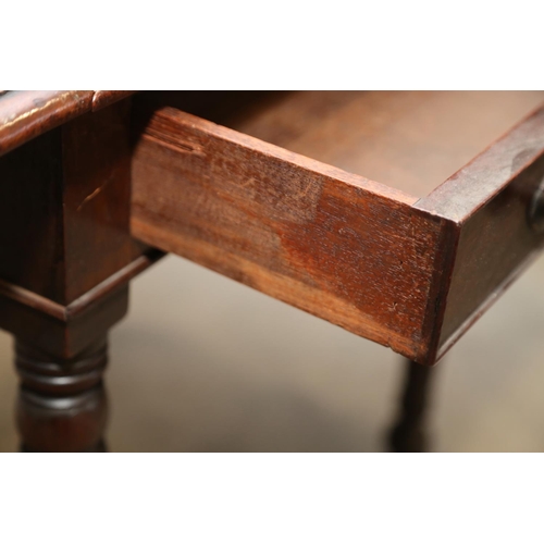 542 - A 19th century mahogany Pembroke table, fitted one drawer, on turned and castored supports, 33