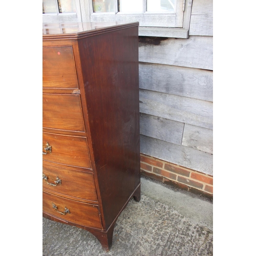 557 - A 19th century mahogany bowfront chest of two short and four long graduated drawers with gilt brass ... 