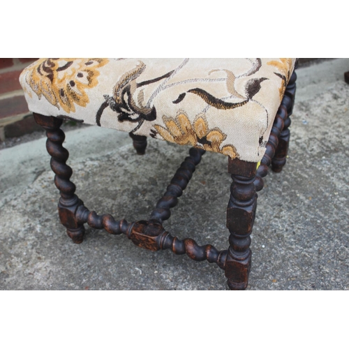 592 - A wine table, an adjustable piano stool and a stool of 17th century design, on spiral turned support... 