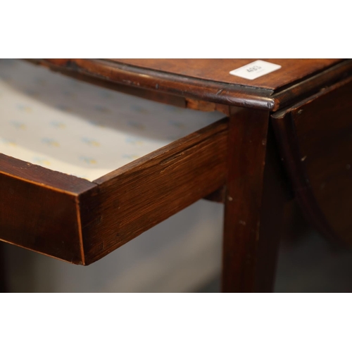 493 - A late 19th century mahogany oval Pembroke table, fitted one drawer, on square taper supports, 28