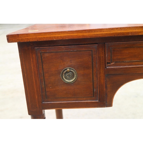 530 - A 19th century mahogany banded and line inlaid lowboy, fitted one shallow and two deep drawers, on t... 