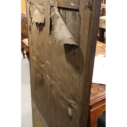 524 - A carved oak wardrobe of 17th century design enclosed linen fold panel door, on stile supports, 40 1... 