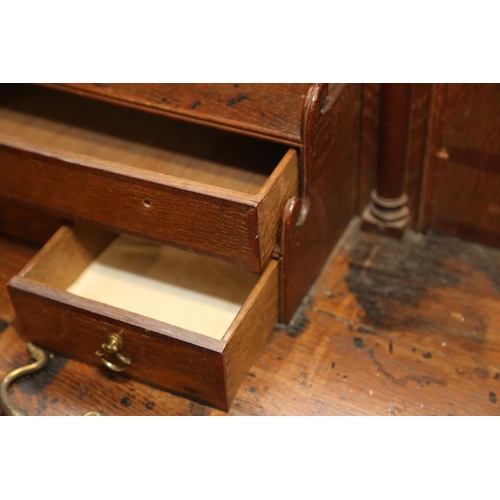 571 - A Georgian oak and mahogany banded fall front bureau, fitted interior with drawers and pigeonholes o... 