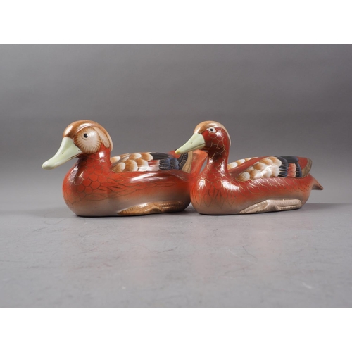 130 - Two Chinese Imari style model ducks, 14