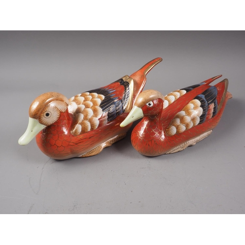 130 - Two Chinese Imari style model ducks, 14