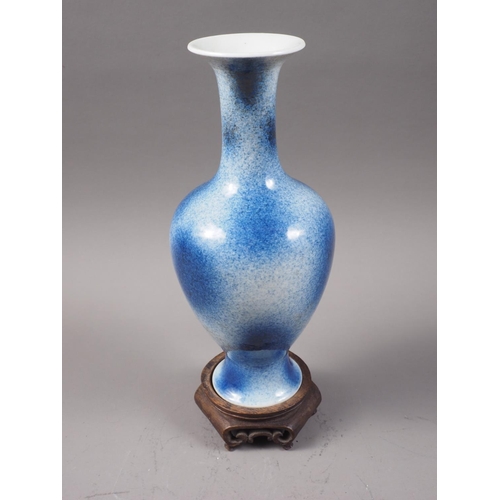 135 - A Chinese blue spray glazed baluster vase, 9 1/2