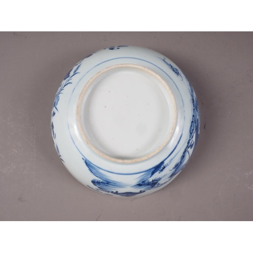 143 - A 19th century Chinese porcelain bowl, decorated buildings, 9 1/4