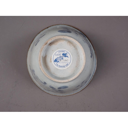 151 - A Nanking cargo blue and white floral decorated bowl, 5 1/2