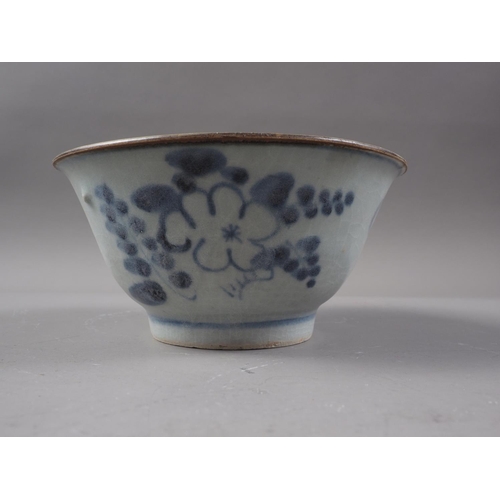 151 - A Nanking cargo blue and white floral decorated bowl, 5 1/2