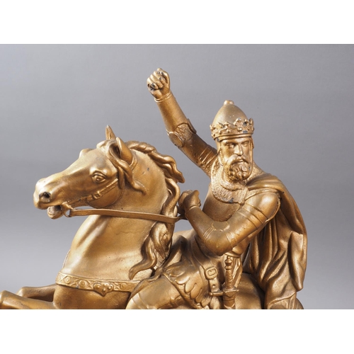 191 - A gilt metal mounted warrior  on stand, 15 3/4