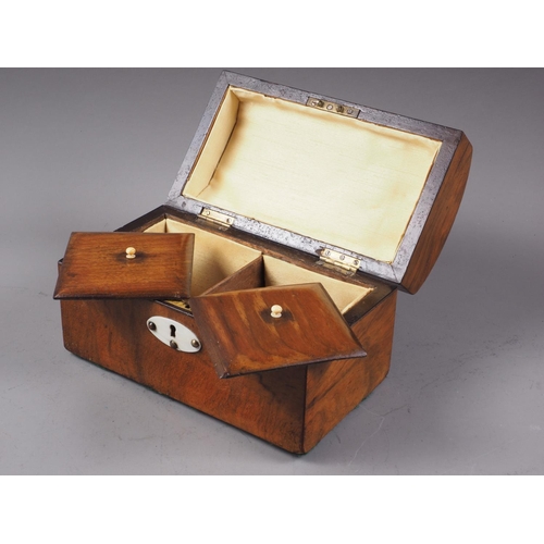 207 - A walnut and ivory mounted dome-top two-division tea caddy, 9