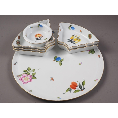 3 - A Herend porcelain decorated hors d'oeuvres set