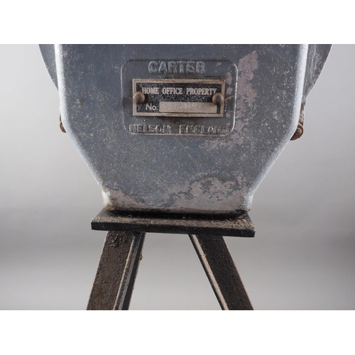 308 - A WWII Carter Nelson air raid siren, on painted metal tripod stand