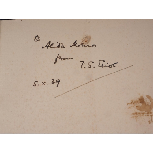 332 - T S Elliot: Old Possums Book of Practical Cats, signed by the author and dated 5.X.39, partial dust ... 