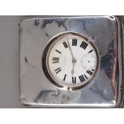 369 - A silver cased open faced pocket watch by J C Heald, in silver fronted travel case