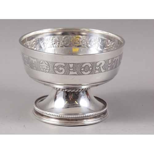 374 - A Scottish silver pedestal rose bowl, engraved 