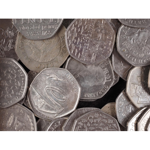 432 - A collection of modern 50-pence pieces, including a 2009 Kew Gardens 50-pence piece, Beatrix Potter,... 