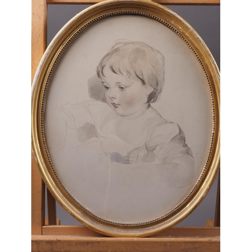 437 - After George Henry Harlow: a hand-coloured stipple engraving, two children, in oval gilt frame, afte... 