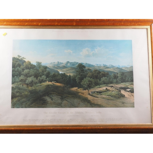 443 - A mid 19th century colour print, panoramic Indian scene, 