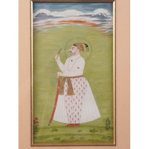 475 - An 18th century Indian watercolour portrait of a Prince, Rajput-Mogul, Lucknow, 9 3/4