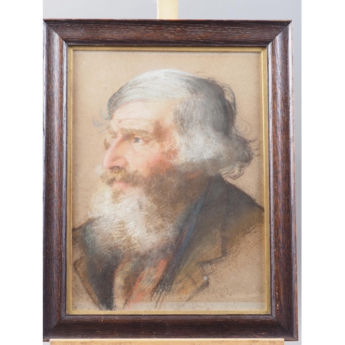 493 - English mid 19th century pastel study, portrait of a bearded gentleman, 14