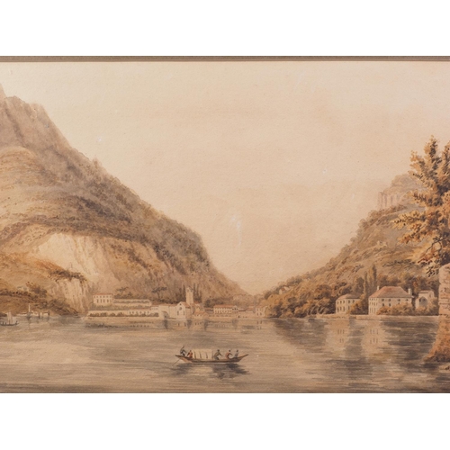 505 - Nicholas Pocock: watercolours, Continental lake scene, 11