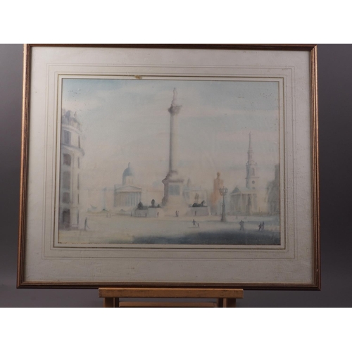 508 - A watercolour sketch, view of Trafalgar Square, 14 1/4