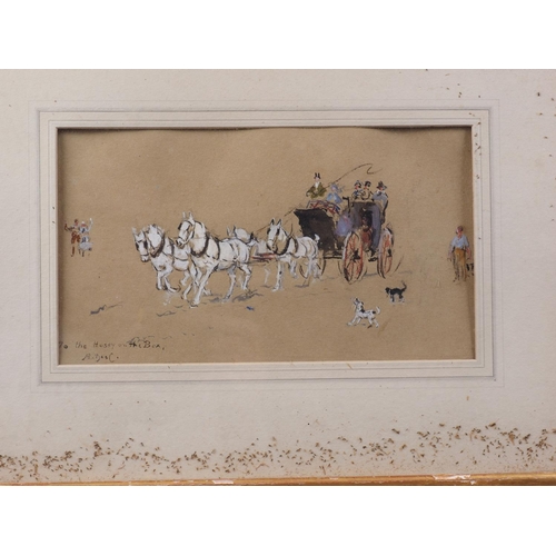 511 - A des C: a late 19th century watercolour and bodycolour sketch of a carriage, 