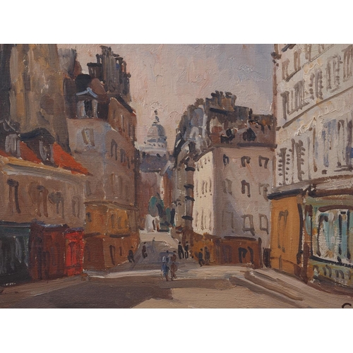 535 - Cenoir?: an oil panel, Parisian street scene, 10