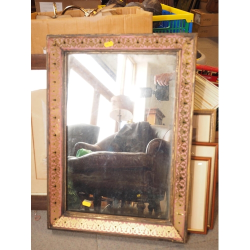 625 - A 19th century rectangular wall mirror, in gilt glass decorated frame, plate 19