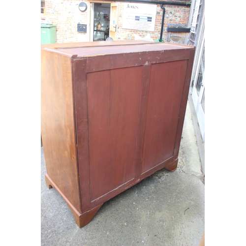 580 - A 19th century walnut and burr yew inlaid secretaire bookcase, the upper section enclosed two astrag... 