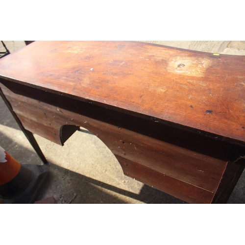 607 - A mahogany and banded serpentine front sideboard, fitted three drawers over two cupboards, on square... 