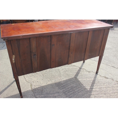 658 - A mahogany and banded break bowfront sideboard, fitted one drawer and two cupboards enclosed panelle... 