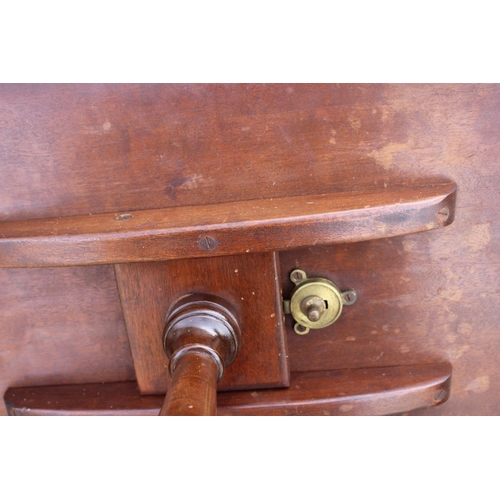 664 - Two mahogany shape top occasional tables with tooled lined tops, on turned column and quadruple spla... 