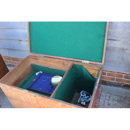 694 - A teak strongbox with brass mounts, 38