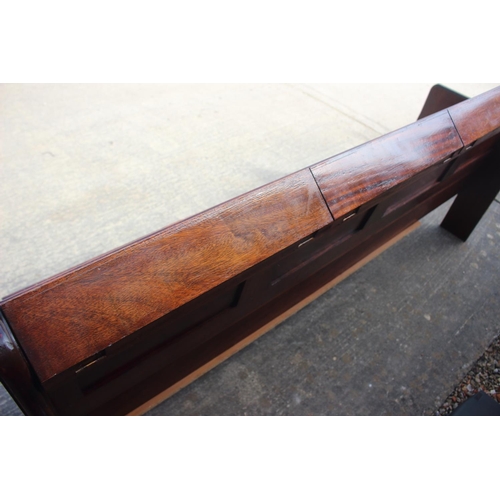 700 - A set of three mahogany four-box seat pews, by C Mellier & Co. 76