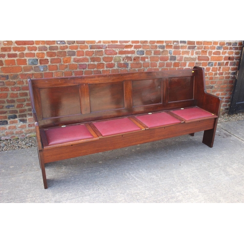 700 - A set of three mahogany four-box seat pews, by C Mellier & Co. 76