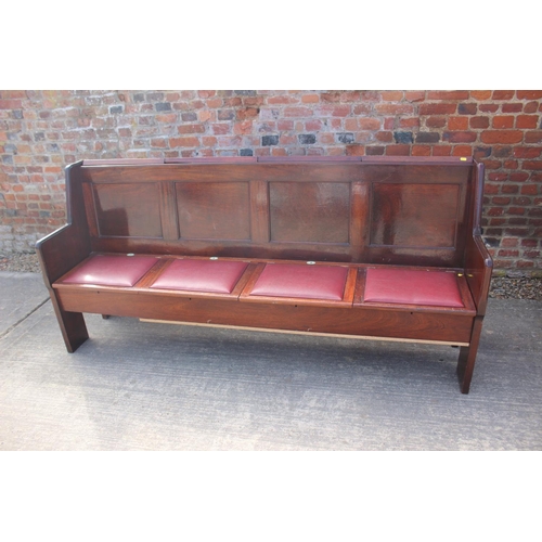 700 - A set of three mahogany four-box seat pews, by C Mellier & Co. 76