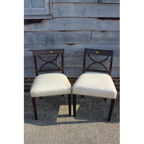 593 - A pair of Georgian reeded mahogany frame side chairs, on square taper supports, a 19th century mahog... 