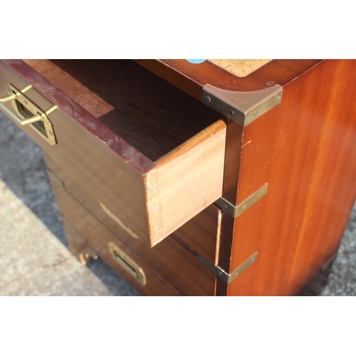 674 - A mahogany and brass mounted bedside chest of drawers, 18