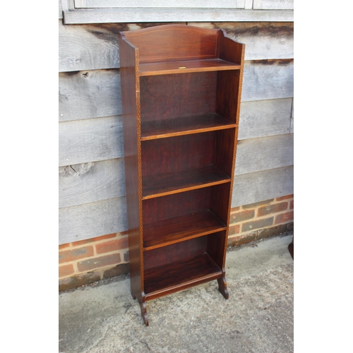 639 - An Edwardian mahogany and inlaid open bookcase, 16