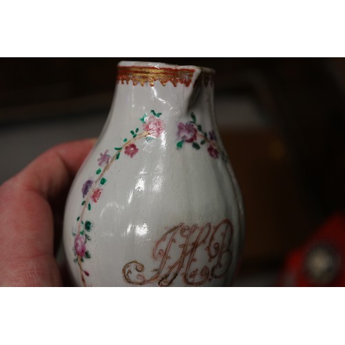 120 - A selection of Chinese export tea bowls, two similar saucers, a sparrow beak jug and a blanc de chin... 