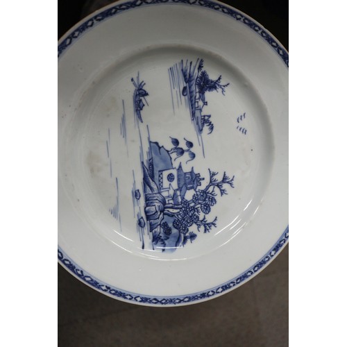 121 - Four Chinese porcelain blue and white plates, decorated various landscapes, 9