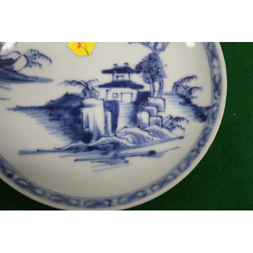 149 - Three Nanking cargo tea bowls and saucers with blue and white landscape decoration, and 