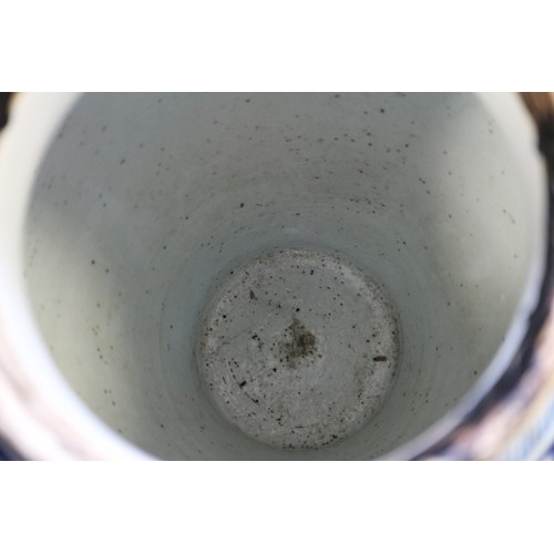 154 - A Chinese porcelain blue and white phoenix decorated jar, 13 1/2