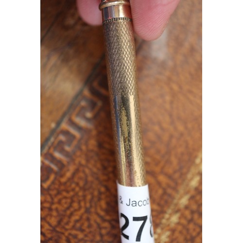 278 - A gold coloured Parker fountain pen, a rolled gold propelling pencil and a Burnham fountain pen